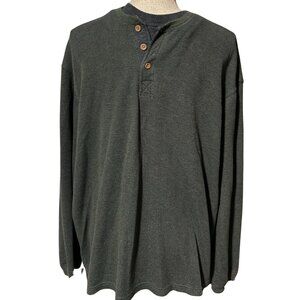 Saddlebred Men’s Long Sleeve Henley Shirt Size L – Dark Green Cotton Blend